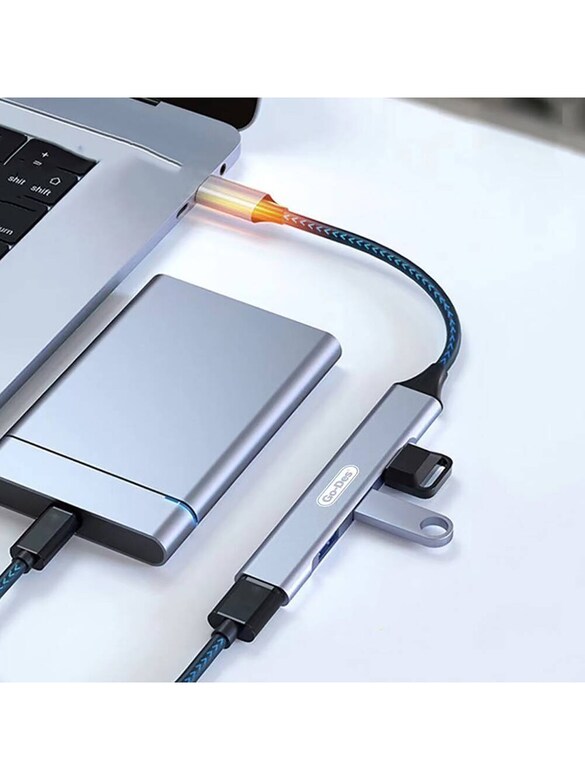 Go Des GD-UC702S USB3.0 + USB2.0 + USB1.1 + 5Gbps Type-C Bağlantılı 4in1 Hub Gri